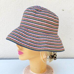 foldable striped ribbon bucket hat